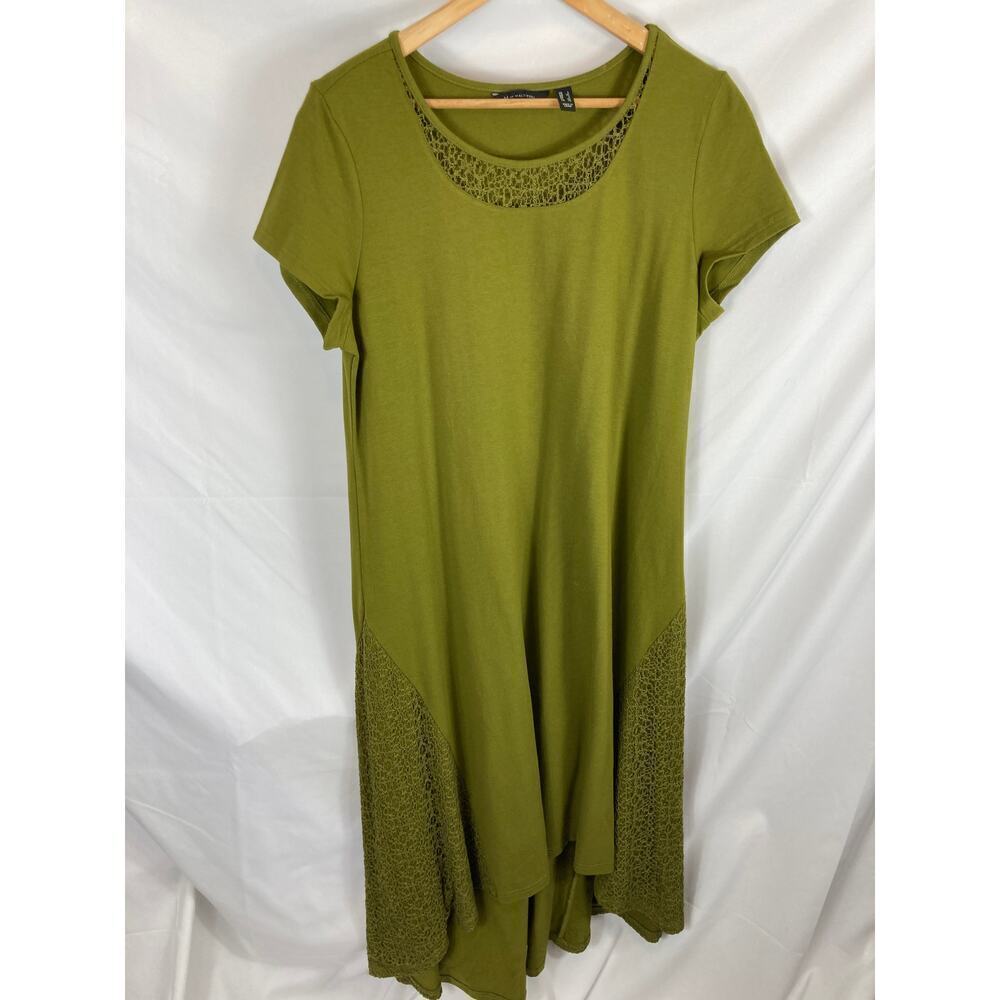 H by Halston Olive Green Short Sleeve Knit Dress
